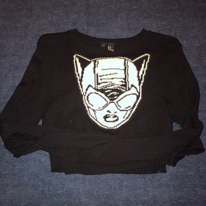 Cropped Sweater with Elbow Cutouts